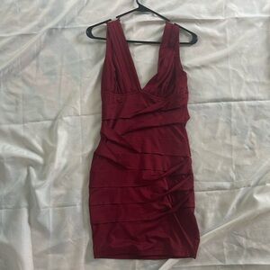 Nikibiki burgundy low cut mini dress